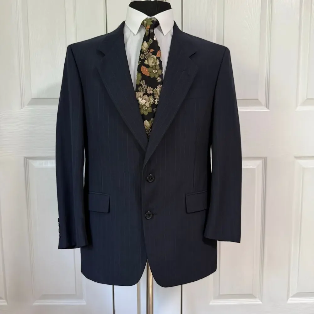 Hart Schaffner & Marx Men's Navy Pinstriped Sportscoat Blazer Jacket Size 41R